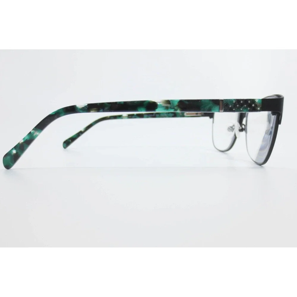 Nicole Miller Columbus C04 BLK Eyeglasses Black Green Titanium Cat Eye 55-16-140